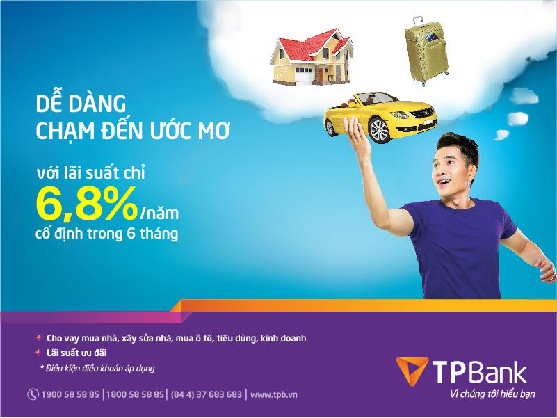 Dễ Dàng Chạm Đến Ước Mơ” Với Lãi Suất Vay Ưu Đãi Chỉ 6,8%/Năm Cố Định Trong  6 Tháng Đầu Từ Tpbank