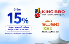 Tặng voucher giảm 15% tối đa 300.000 VND cho hóa đơn từ 1.000.000 VND khi thanh toán bằng thẻ MB