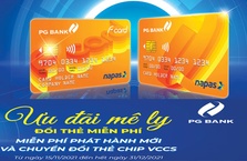 PGBank khuyến mại khách hàng phát hành mới và chuyển đổi thẻ Chip đạt chuẩn VCCS