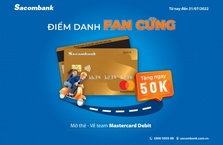 Mở thẻ Sacombank Mastercard Debit được hoàn ngay 50.000 đồng