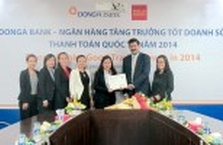DONGA BANK NHẬN GIẢI THƯỞNG “TĂNG TRƯỞNG TỐT DOANH SỐ THANH TOÁN QUỐC TẾ NĂM 2014”