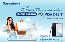 Chủ thẻ Sacombank Visa được hoàn tiền không giới hạn