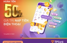 Hoàn tiền 50% khi nạp tiền điện thoại trên App TPBank