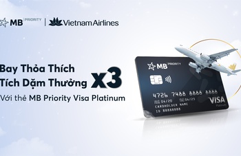 Đặc quyền X3 dặm thưởng Bông Sen Vàng cho chủ thẻ MB Visa Platinum khi bay Vietnam Airlines