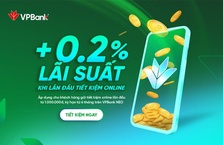 VPBank tặng thêm 0,2% lãi suất cho khách hàng gửi tiết kiệm trực tuyến