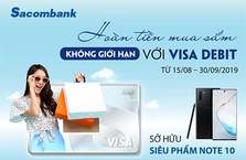 Sacombank hoàn tiền và tặng Galaxy Note 10 cho chủ thẻ Visa