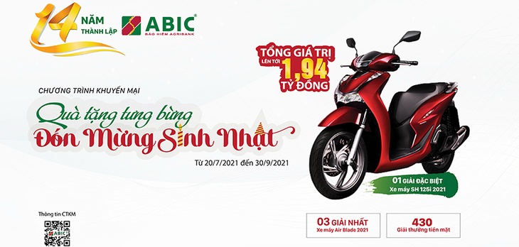 Ưu đãi lớn cùng chương trình khuyến mại “Quà tặng tưng bừng – Đón mừng sinh nhật” của Bảo hiểm Agribank.