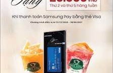 Nhận voucher trị giá 20,000 VND tại Phúc Long khi thanh toán bằng thẻ BIDV Visa trên ứng dụng SamsungPay
