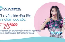 OCEANBANK GIẢM TRÊN 77% PHÍ CHUYỂN KHOẢN LIÊN NGÂN HÀNG 24/7