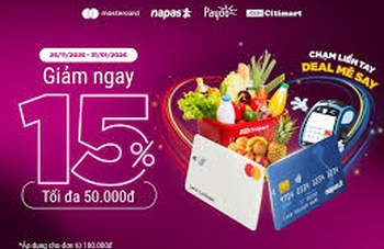 Giảm 15% khi mua sắm tại Aeon Citimart cùng thẻ BIDV NAPAS và Mastercard