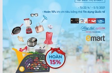 Giảm ngay 15% khi mua sắm tại siêu thị Emart bằng thẻ VietinBank