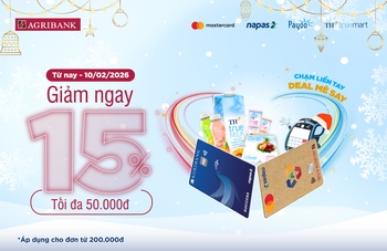 Ưu đãi giảm 15% tại TH true mart khi thanh toán chạm thẻ Agribank trên Payoo POS