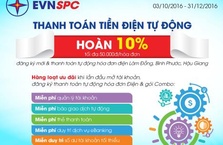 Thanh toán tiền điện tự động – Hoàn 10% tại Sacombank
