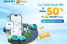 Giảm ngay 50% khi gọi taxi Xanh SM trên BAOVIET Smart