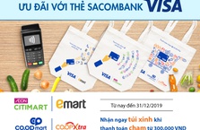 Thanh toán chạm - Nhận túi xính với thẻ Sacombank Visa