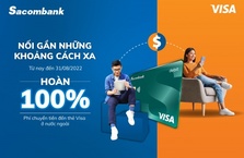 Sacombank hoàn 100% phí chuyển tiền nhanh đến thẻ Visa tại nước ngoài