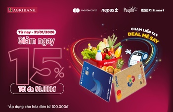 Ưu đãi giảm 15% tại AEON Citimart khi thanh toán chạm thẻ Agribank trên Payoo POS