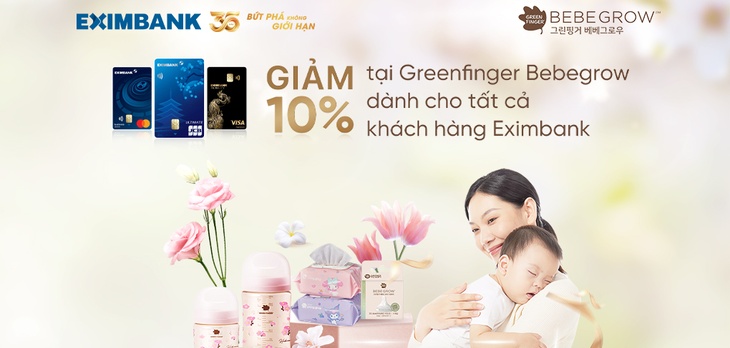 Giảm 10% tại Greenfinger Bebegrow dành cho tất cả khách hàng Eximbank