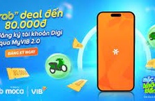 Tặng mã giảm giá Grab 80.000 VNĐ khi đăng kí tài khoản Digi qua MyVIB 2.0