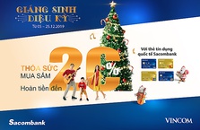 Sacombank phối hợp Vincom ưu đãi chủ thẻ dịp Giáng sinh