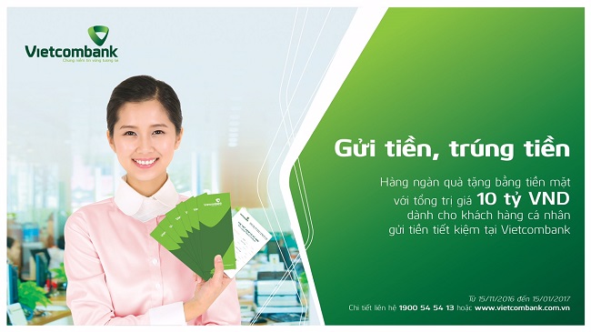 Chương trình khuyến mại “GỬI TIỀN TRÚNG TIỀN”  dành cho khách hàng cá nhân Vietcombank