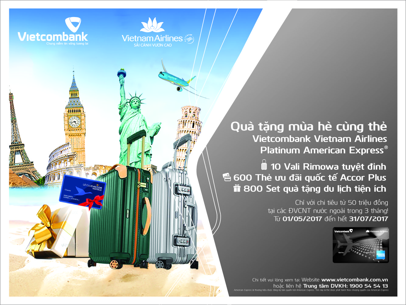 Chương trình quà tặng mùa hè cùng thẻ Vietcombank Vietnam Airlines Platinum American Express®