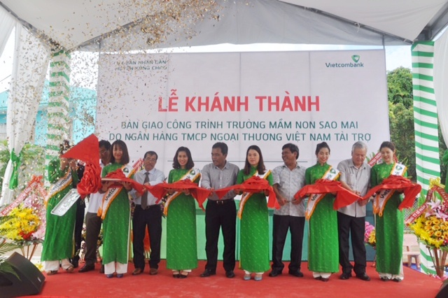 Khánh thành và bàn giao Trường mầm non tại huyện Kông Chro - Gia Lai do Vietcombank tài trợ 5 tỷ đồng kinh phí xây dựng