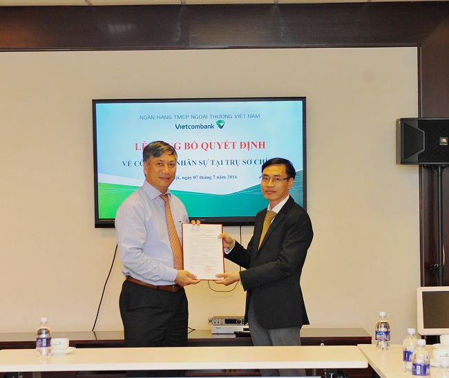 Lễ công bố quyết định giao nhiệm vụ phụ trách điều hành phòng Kế hoạch Trụ sở chính của Vietcombank