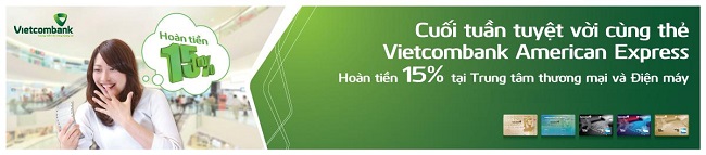 Thông báo trả thưởng Chương trình khuyến mãi “Cuối tuần tuyệt vời cùng thẻ Vietcombank American Express – Ưu đãi tại Trung tâm thương mại và điện máy”