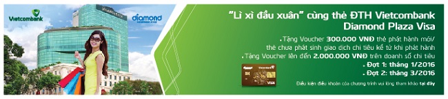 Thông báo trúng thưởng Chương trình “Lì xì đầu xuân” dành cho thẻ ĐTH Vietcombank Diamond Plaza Visa