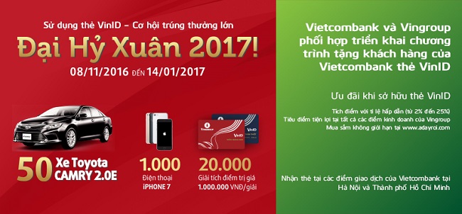 Vietcombank tặng khách hàng thẻ VINID - VINGROUP CARD