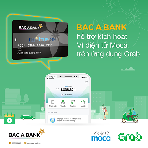 Ngân hàng Bắc Á liên kết Grab hỗ trợ thanh toán qua ví điện tử Moca.