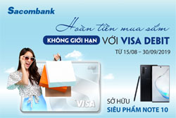 Chu the Sacombank Visa duoc hoan tien khong gioi han