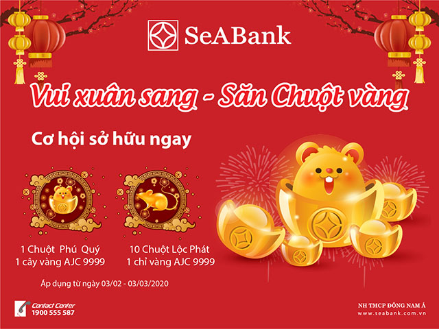 Dùng ngân hàng điện tử SeABank "Vui xuân sang, săn chuột vàng"