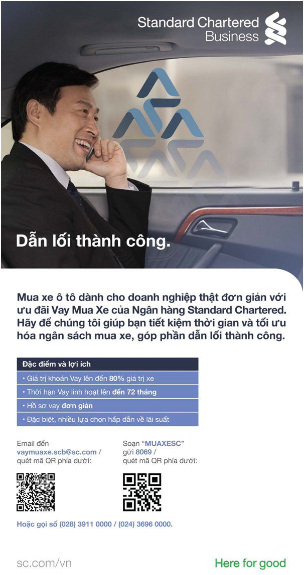 standard chartered viet nam ra mat chuong trinh vay mua xe cho doanh nghiep