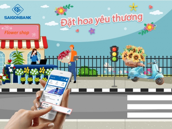 Trải nghiệm chức năng đặt hoa trên ứng dụng SaiGonBank Smart Banking