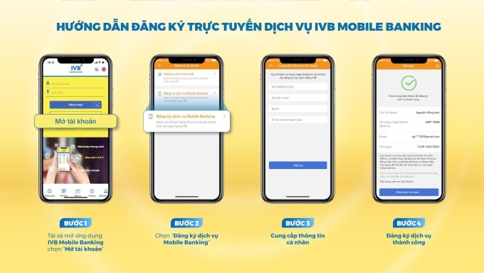 4 bước đăng ký trực tuyến trên IVB Mobile Banking.