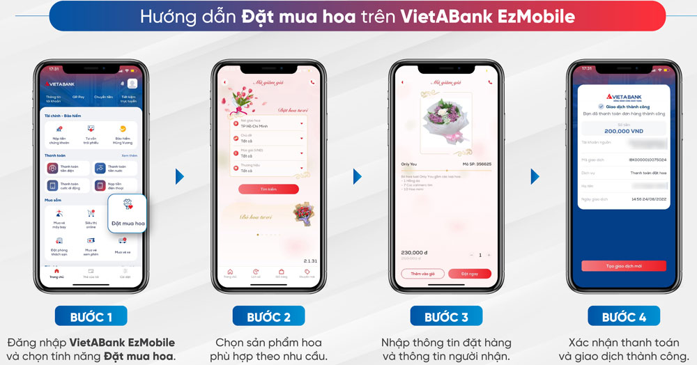 VietABank EzMobile mo them tinh nang dat mua hoa online 2