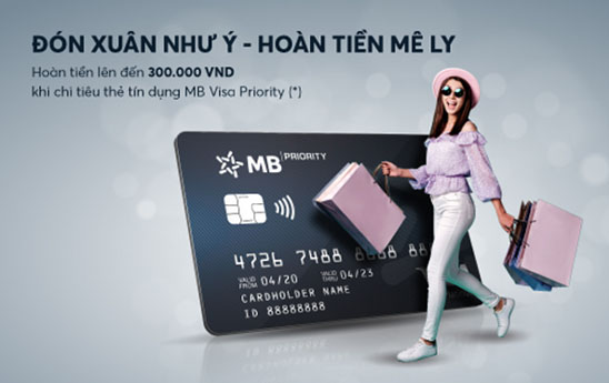 Chu the MB Visa Priority duoc hoan tien toi 300K