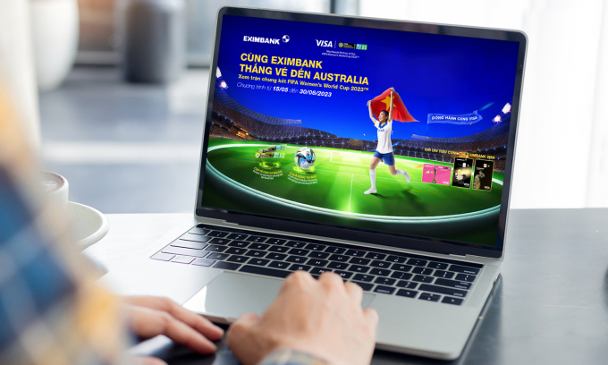 Chủ thẻ tín dụng Eximbank Visa có cơ hội trúng cặp vé xem trận chung kết bóng đá nữ thế giới tại Australia. Ảnh: Eximbank
