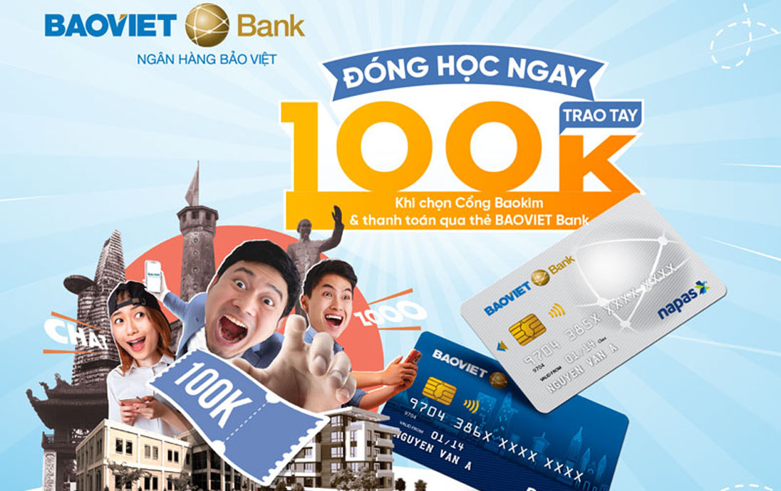 Chu the BAOVIET Bank duoc tang 100000 dong