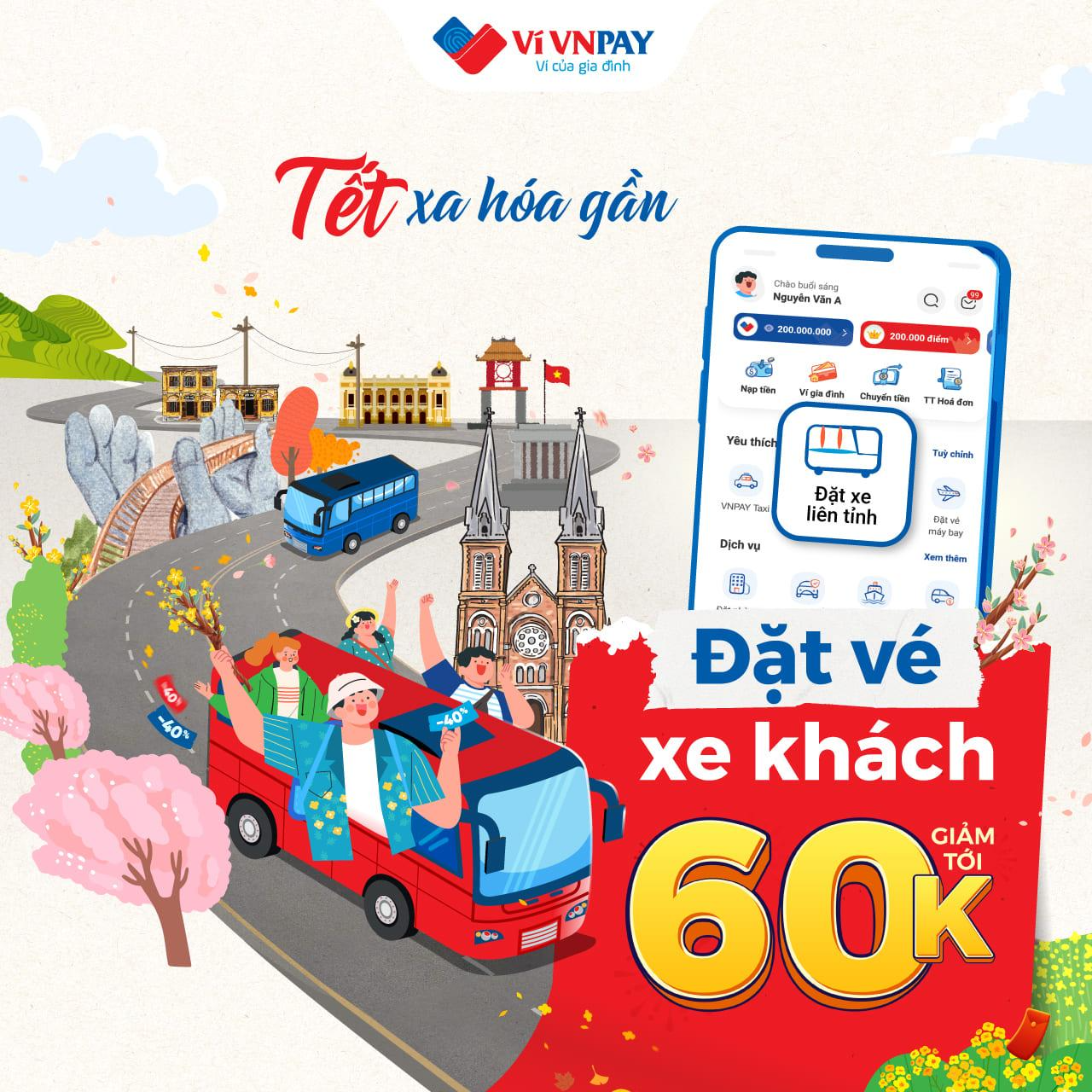 Ưu đãi giảm tới 60.000 đồng vé xe khách trên Ví VNPAY