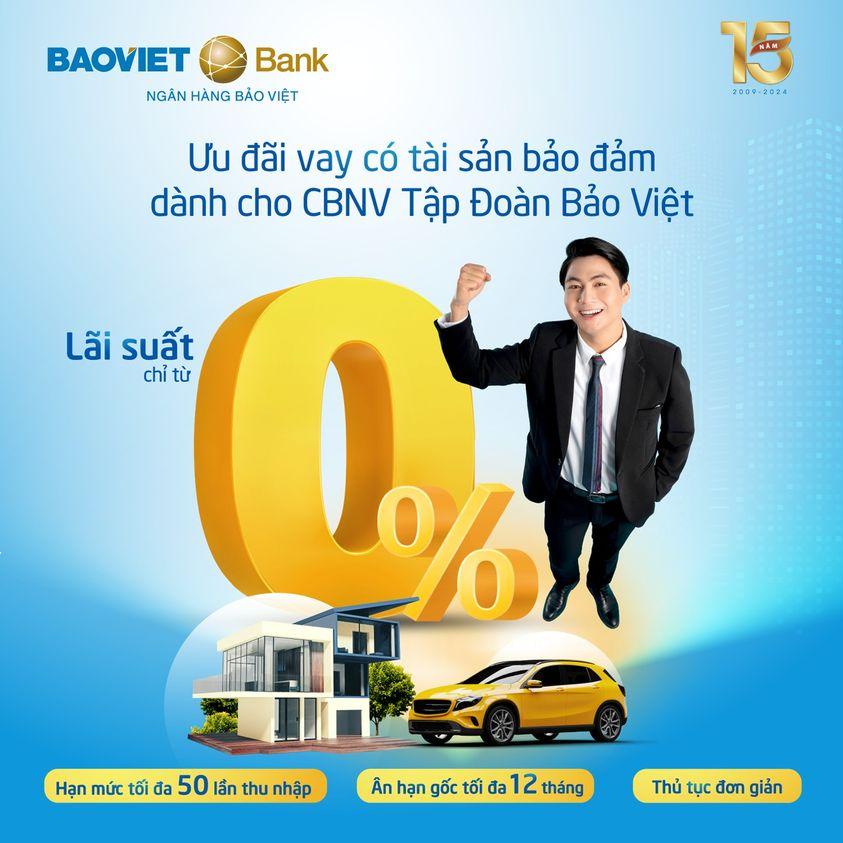 BAOVIET Bank tiếp tục cho khách hàng vay ưu đãi lãi suất từ 0%