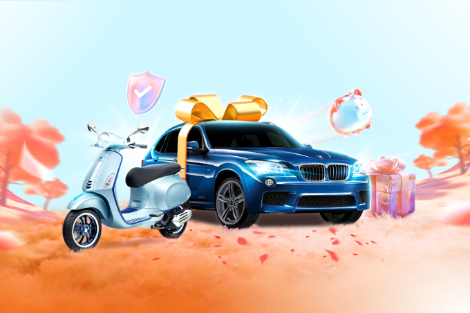 Xe ô tô BMW X3 M-sport và xe Vespa Primavera S125 là hai giải thưởng giá trị cao nhất của chương trình. Ảnh: Sacombank