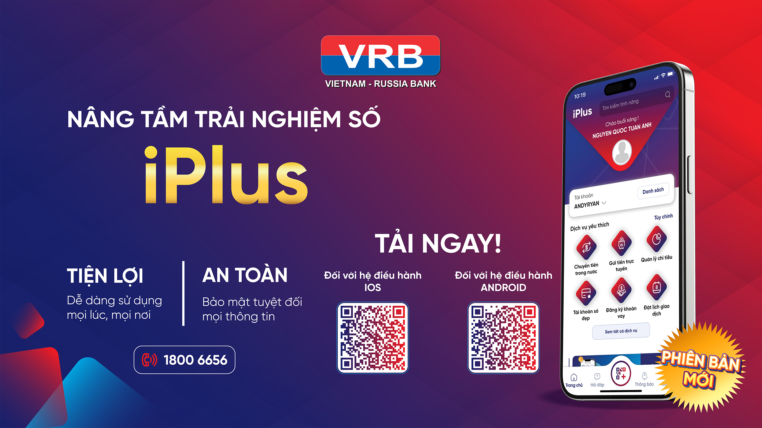 VRB khai báo dịch vụ ngân hàng điện tử iPlus