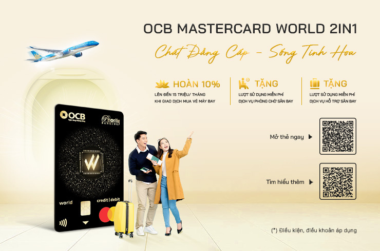 Chủ thẻ OCB Mastercard World 2in1 nhận ưu đãi khi mua vé Vietnam Airlines