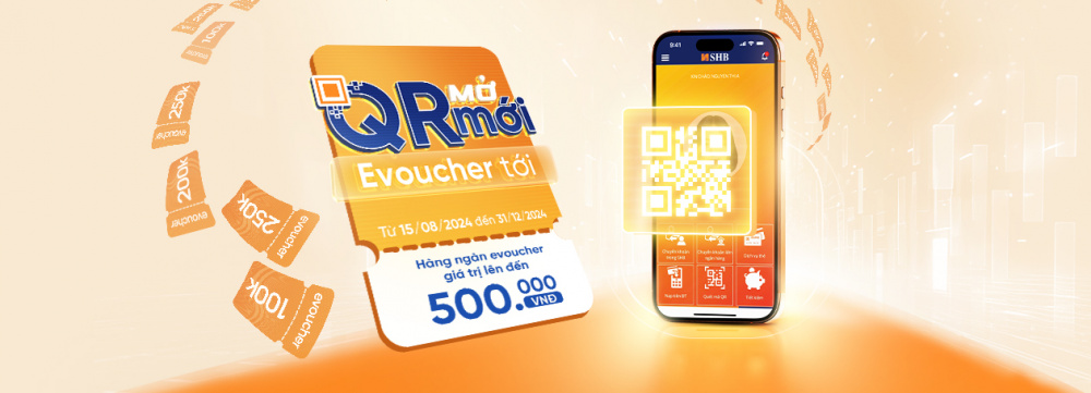 quà tặng thanh toán trực tuyến quét mã QR qua app SHB Mobile