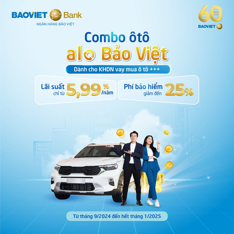 BAOVIET Bank cho vay mua ô tô lãi suất ưu đãi